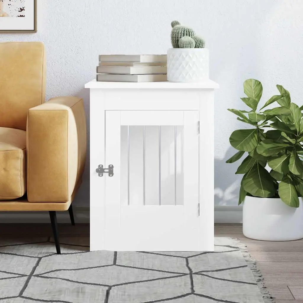 White Dog Crate Furniture with Dual Purpose