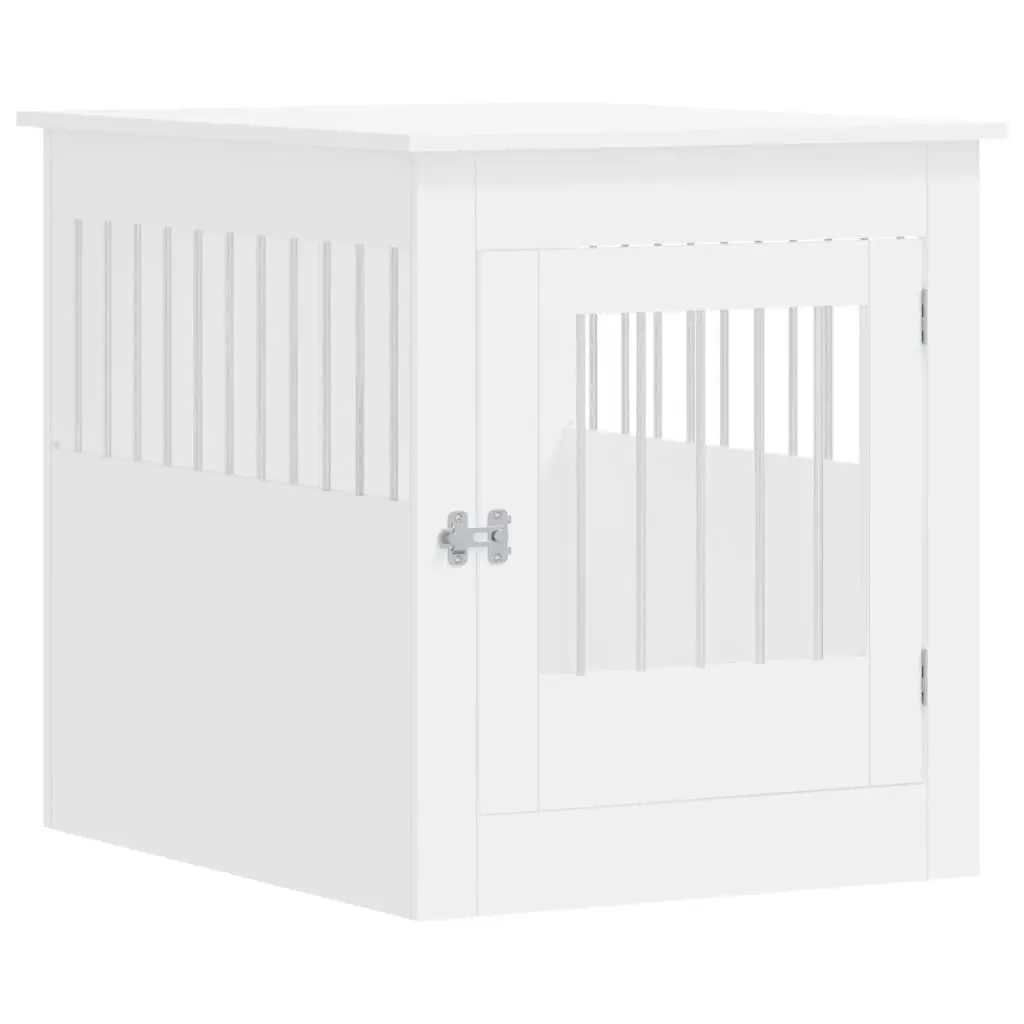Dog Crate Furniture White End Table 64.5x80x71cm Steel Wire Engineered Wood