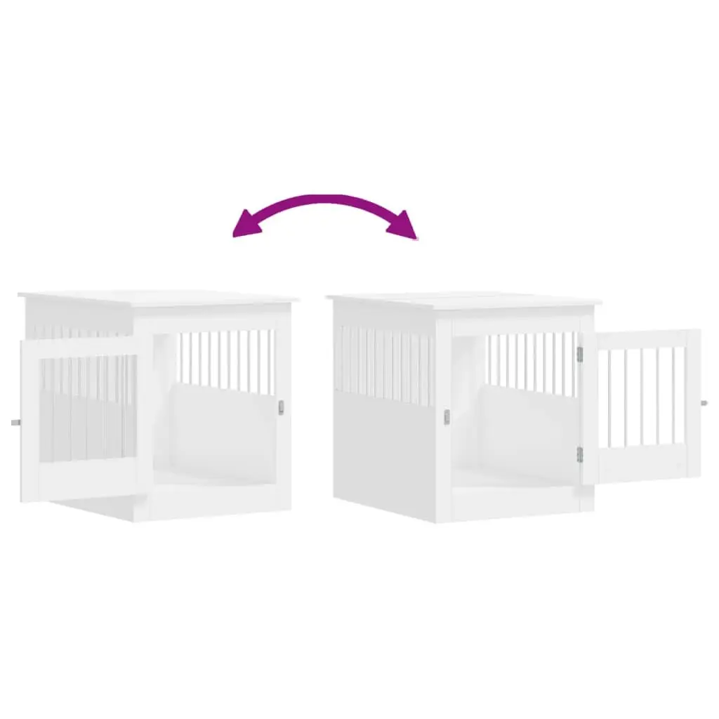 Dog Crate Furniture White End Table 64.5x80x71cm Steel Wire Engineered Wood