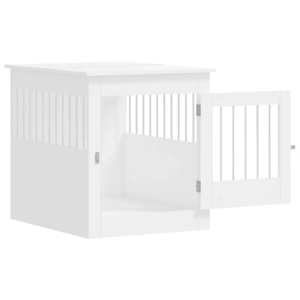 Dog Crate Furniture White End Table 64.5x80x71cm Steel Wire Engineered Wood