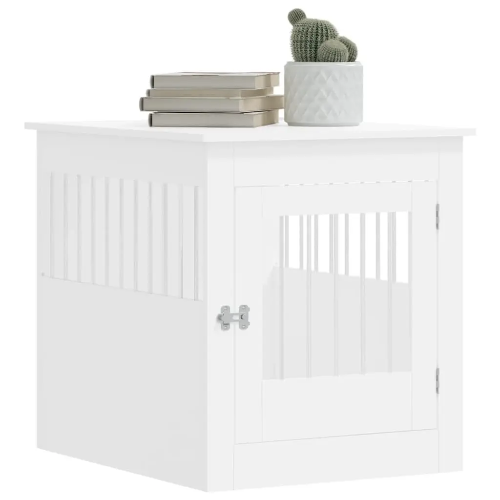 Dog Crate Furniture White End Table 64.5x80x71cm Steel Wire Engineered Wood