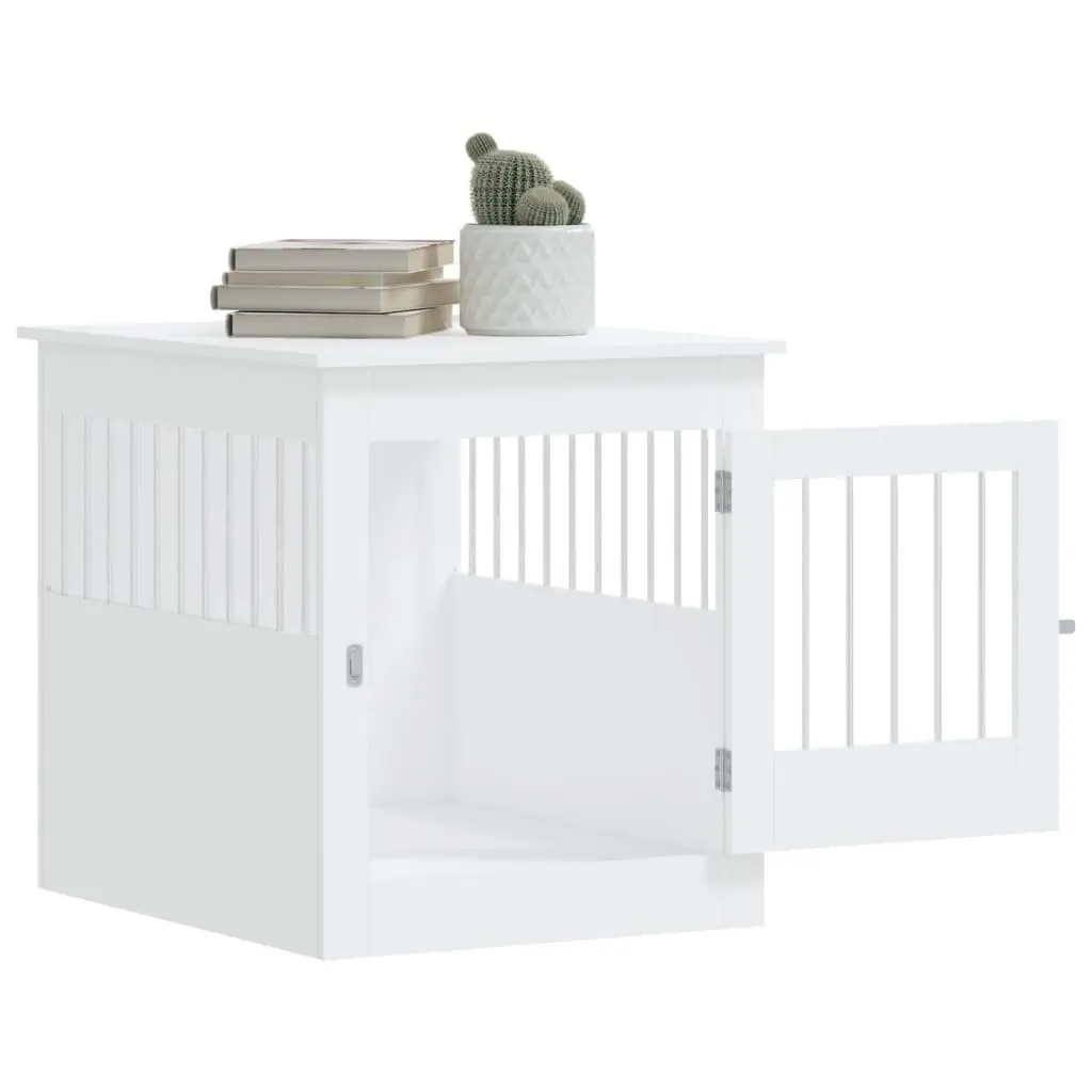 Dog Crate Furniture White End Table 64.5x80x71cm Steel Wire Engineered Wood