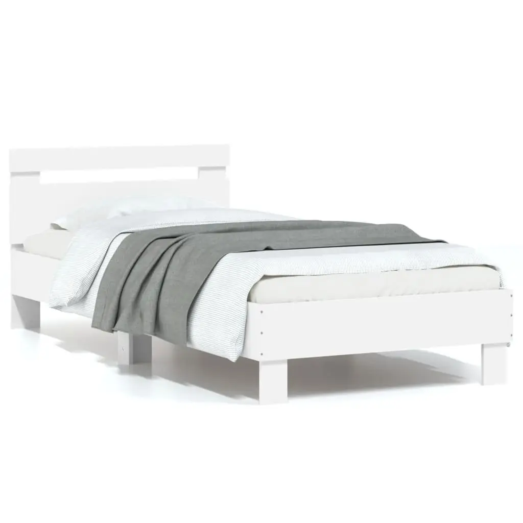 Bed Frame Engineered Wood 90x190 cm White with Headboard