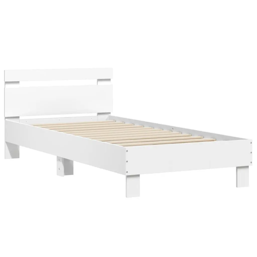 Bed Frame Engineered Wood 90x190 cm White with Headboard