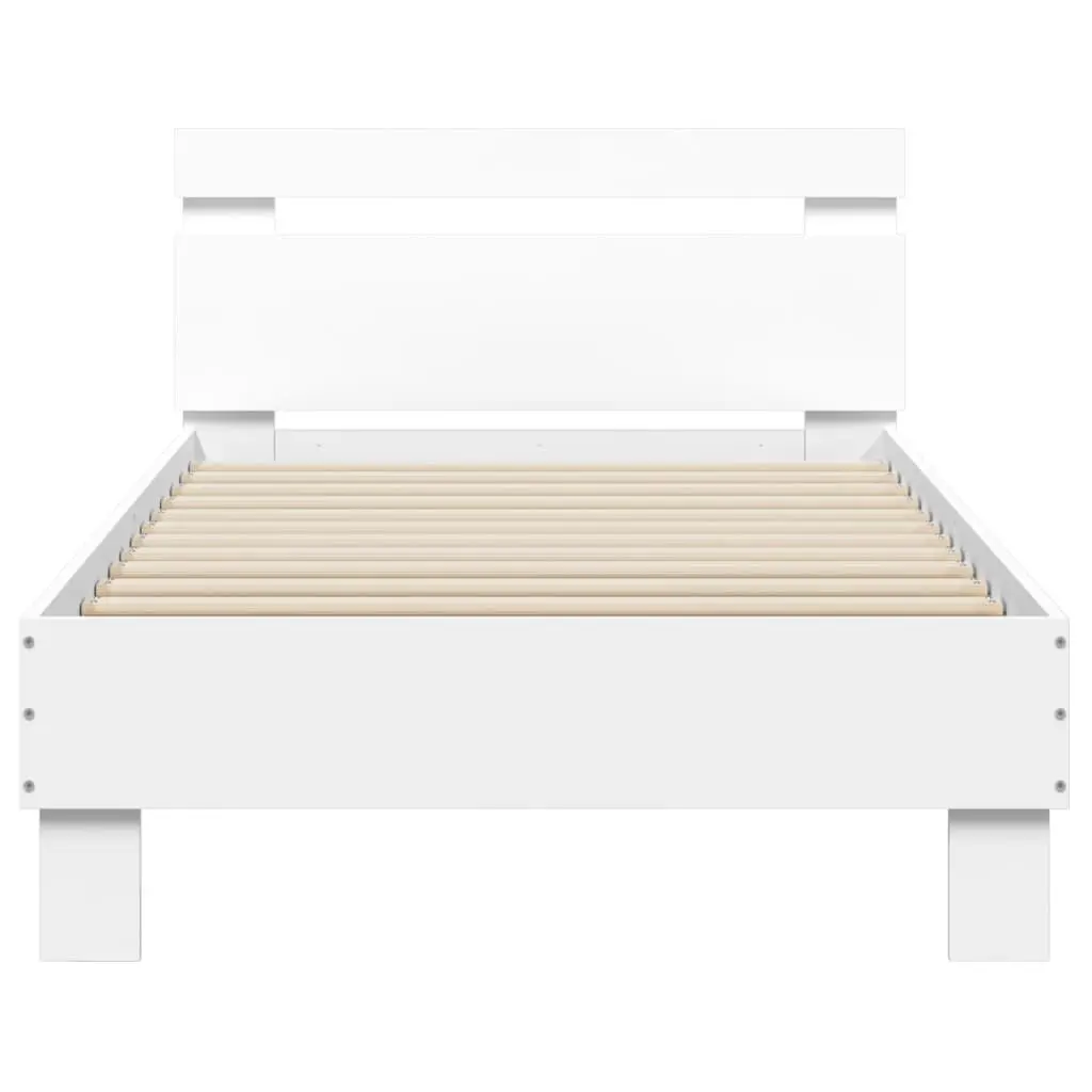 Bed Frame Engineered Wood 90x190 cm White with Headboard