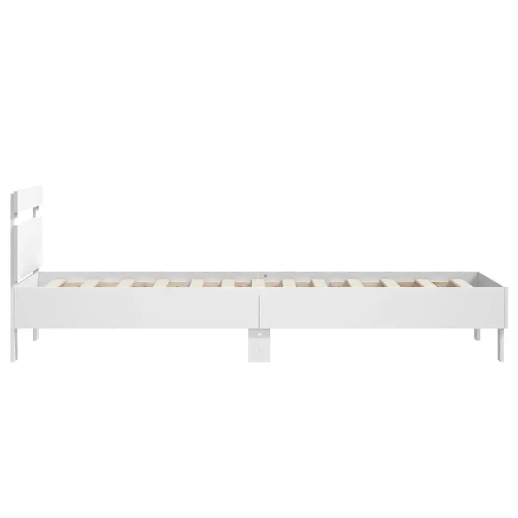 Bed Frame Engineered Wood 90x190 cm White with Headboard