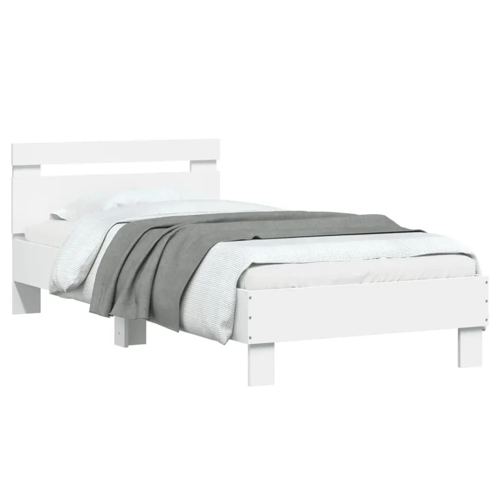 Bed Frame Engineered Wood 90x190 cm White with Headboard