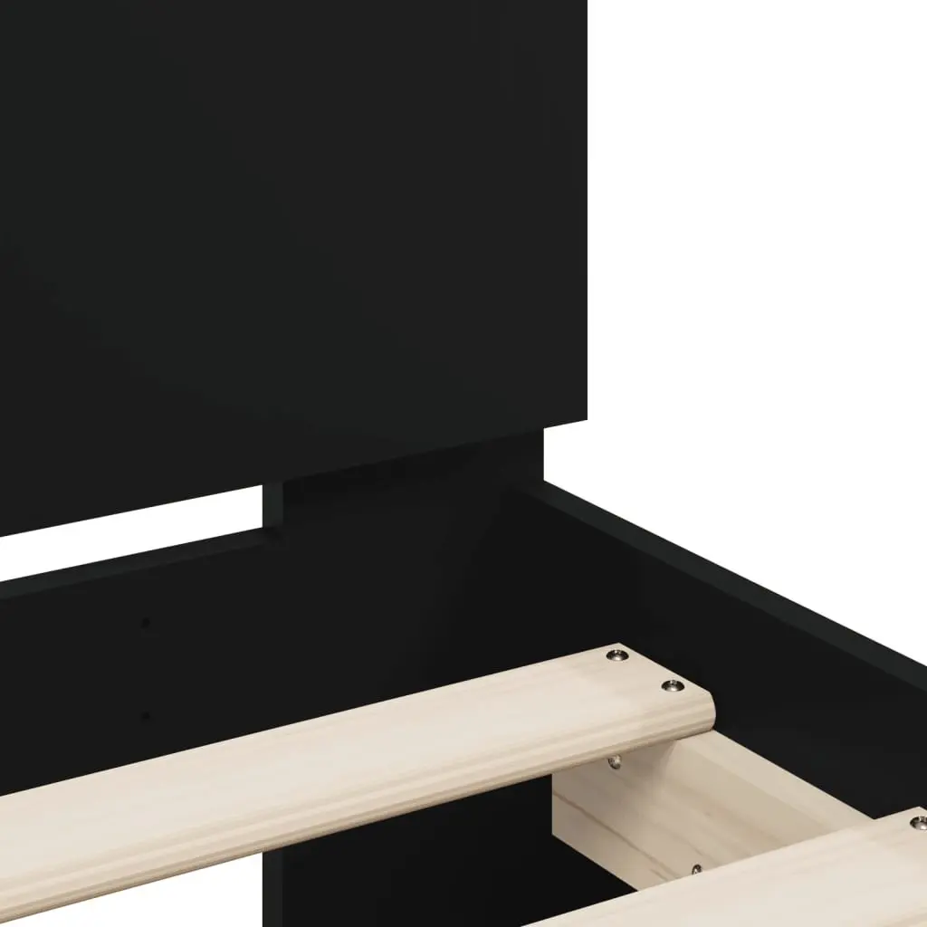 Bed Frame Engineered Wood 90x190 cm Black with Headboard
