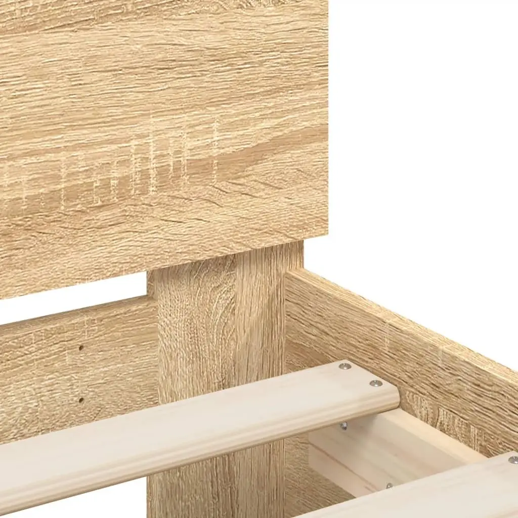 Bed Frame with Headboard Brown Engineered Wood Slatted Base 90x190 cm