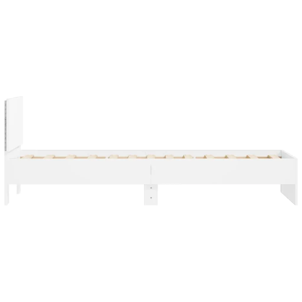 White Bed Frame with RGB LED Lights Headboard Engineered Wood 90x190 cm