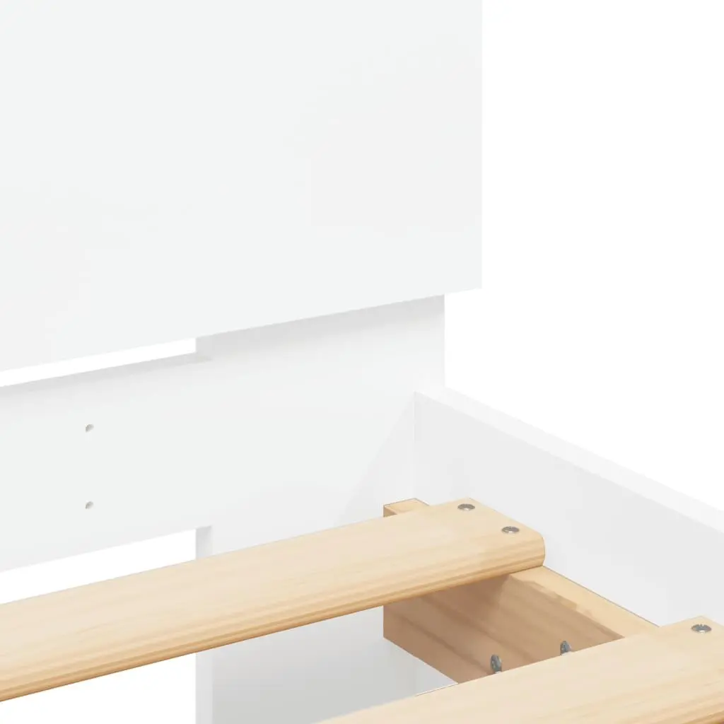 White Bed Frame with RGB LED Lights Headboard Engineered Wood 90x190 cm