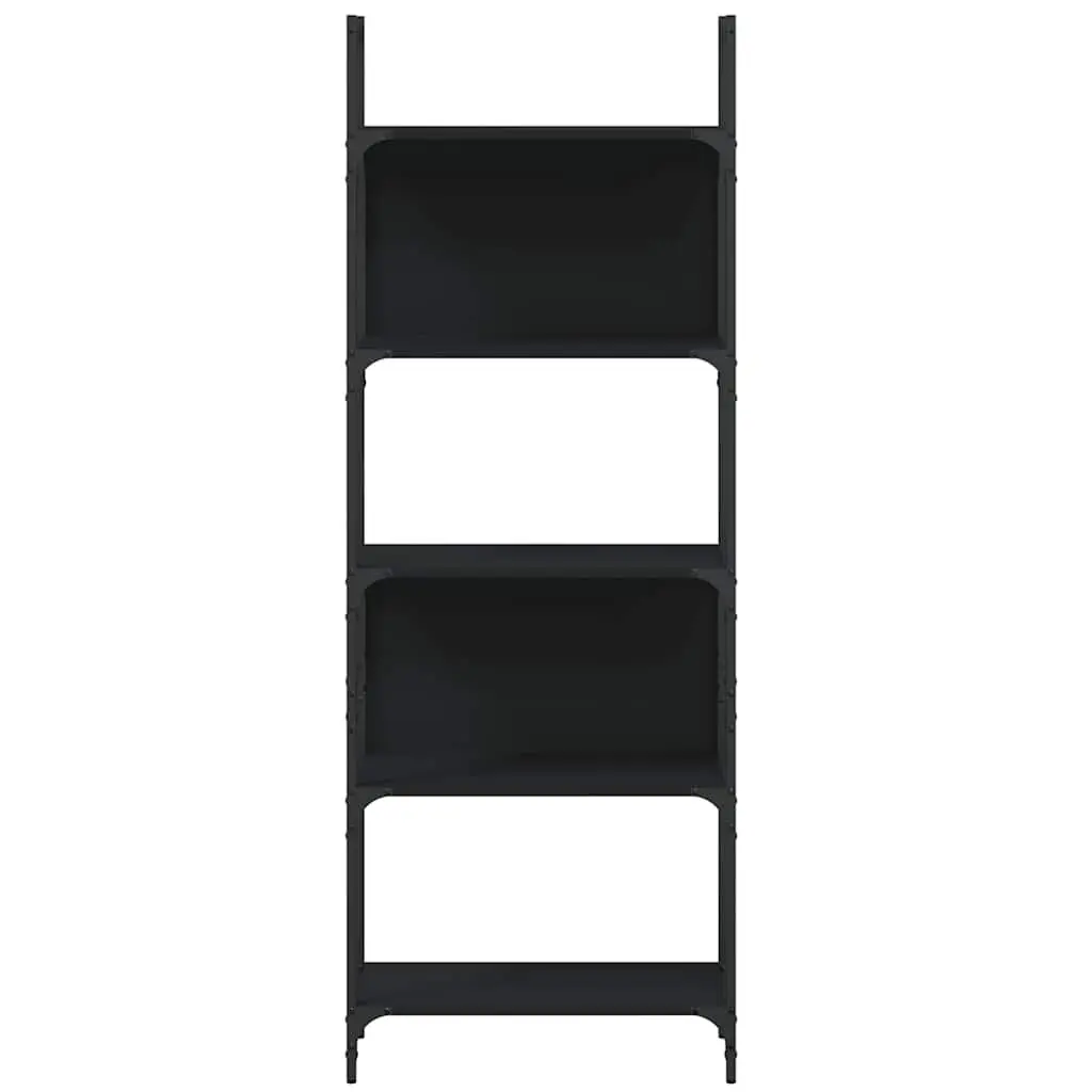 5-Tier Bookshelf Engineered Wood Black 166.5cm Storage Display Shelving Unit