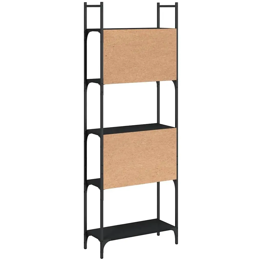 5-Tier Bookshelf Engineered Wood Black 166.5cm Storage Display Shelving Unit