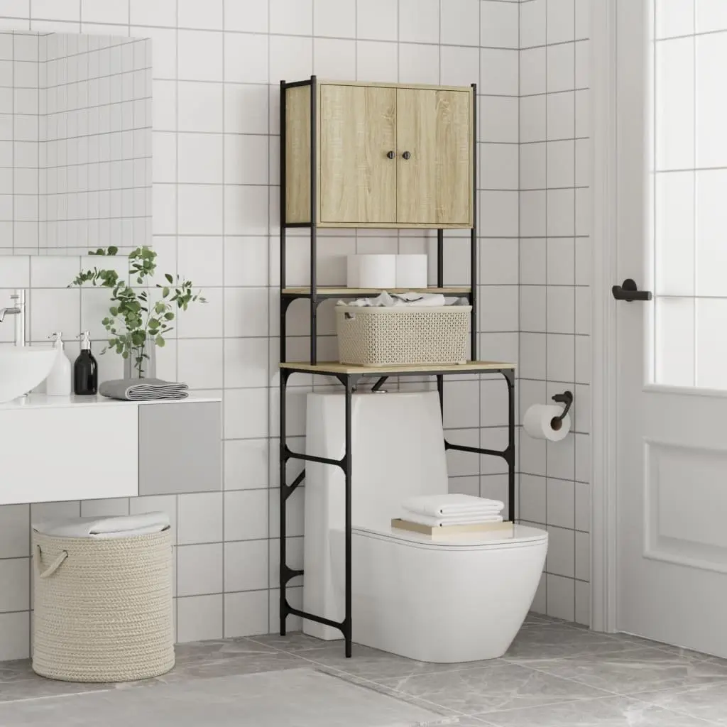 Washing Machine Cabinet Engineered Wood 68 x 48.5 x 194 cm Sonoma Oak Bathroom Storage Organiser