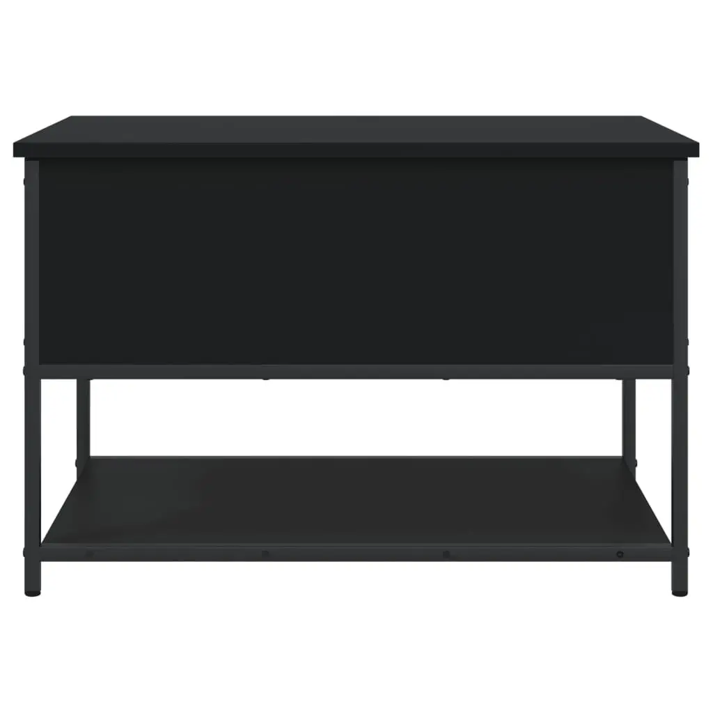 Black Storage Bench Engineered Wood Metal Frame 70x42.5x47cm for Entryway Hallway Seating and Organising with Spacious Storage Compartment and Lower