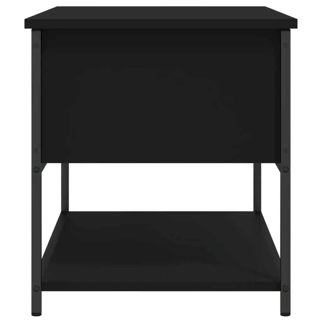 Black Storage Bench Engineered Wood Metal Frame 70x42.5x47cm for Entryway Hallway Seating and Organising with Spacious Storage Compartment and Lower