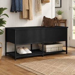 Practical Black Storage Bench 100x42.5x47 cm for Home Use