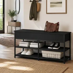 Functional Black Storage Bench for Everyday Use