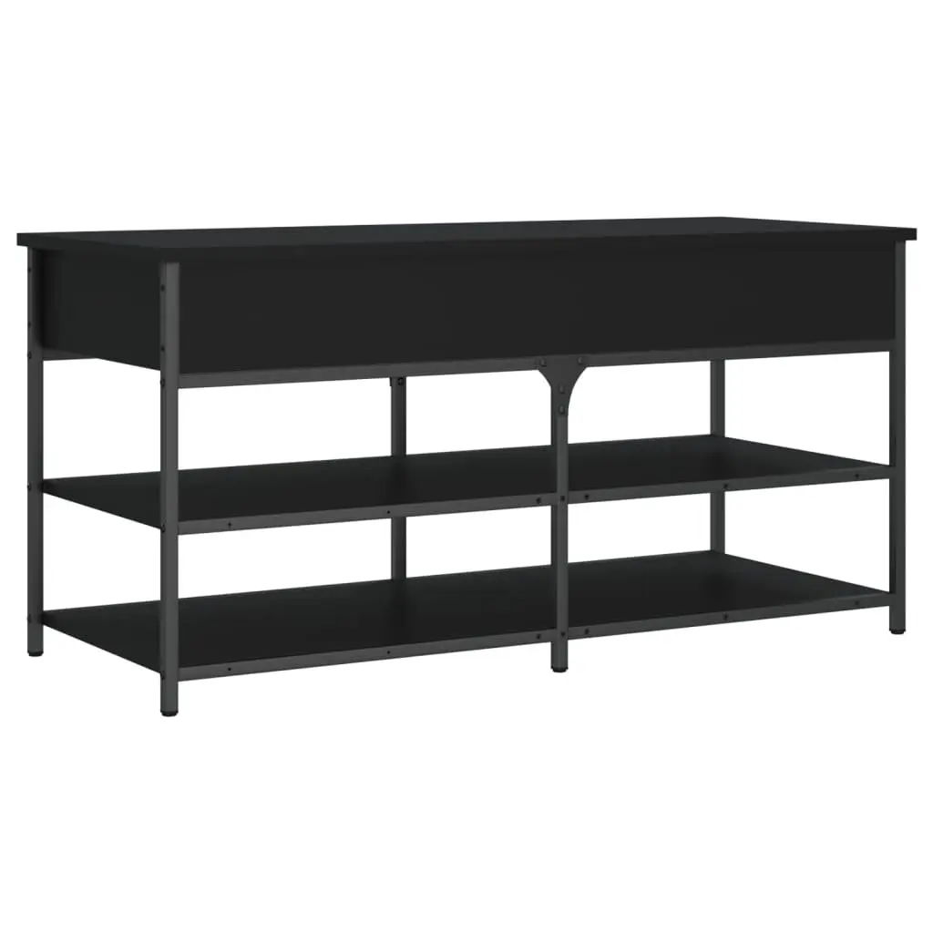 Storage Bench Black Hallway Shoe Organiser Engineered Wood Lift Top Entryway