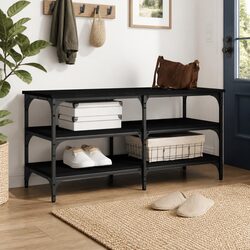 Practical Black Shoe Bench for Your Hallway or Living Room 100x38.5x49cm
