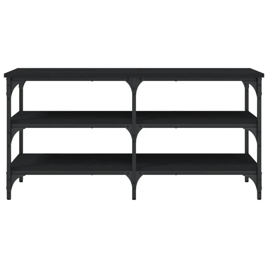 Shoe Bench Storage Engineered Wood Metal Frame 100x38.5x49cm Black 3-Tier Shelves