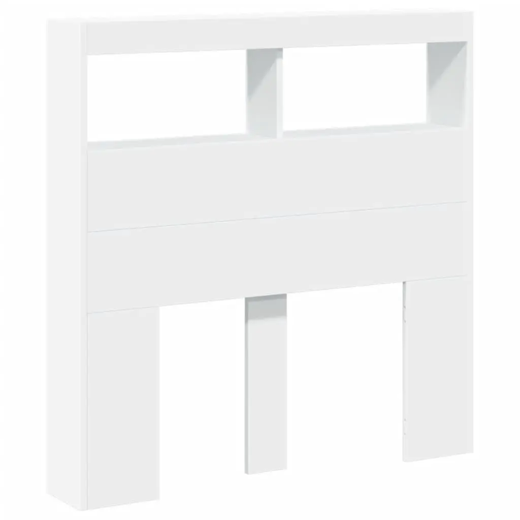 RGB LED Headboard Cabinet White 100cm Engineered Wood Modern Storage with Compartment for Bedroom