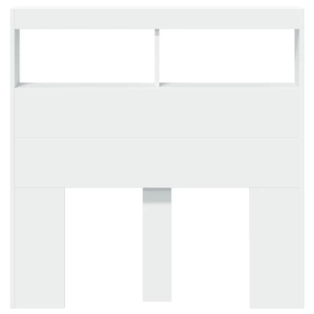 RGB LED Headboard Cabinet White 100cm Engineered Wood Modern Storage with Compartment for Bedroom