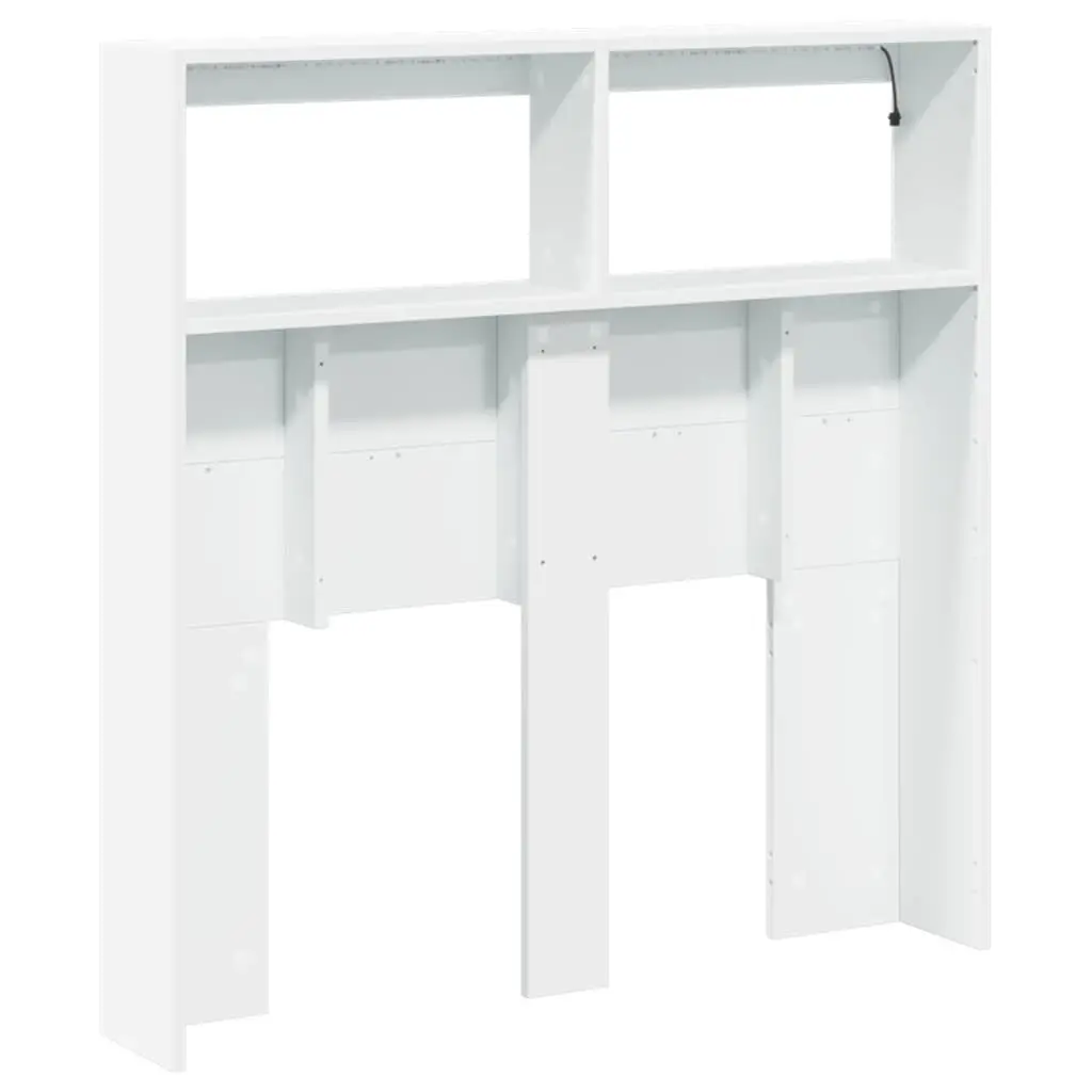 RGB LED Headboard Cabinet White 100cm Engineered Wood Modern Storage with Compartment for Bedroom