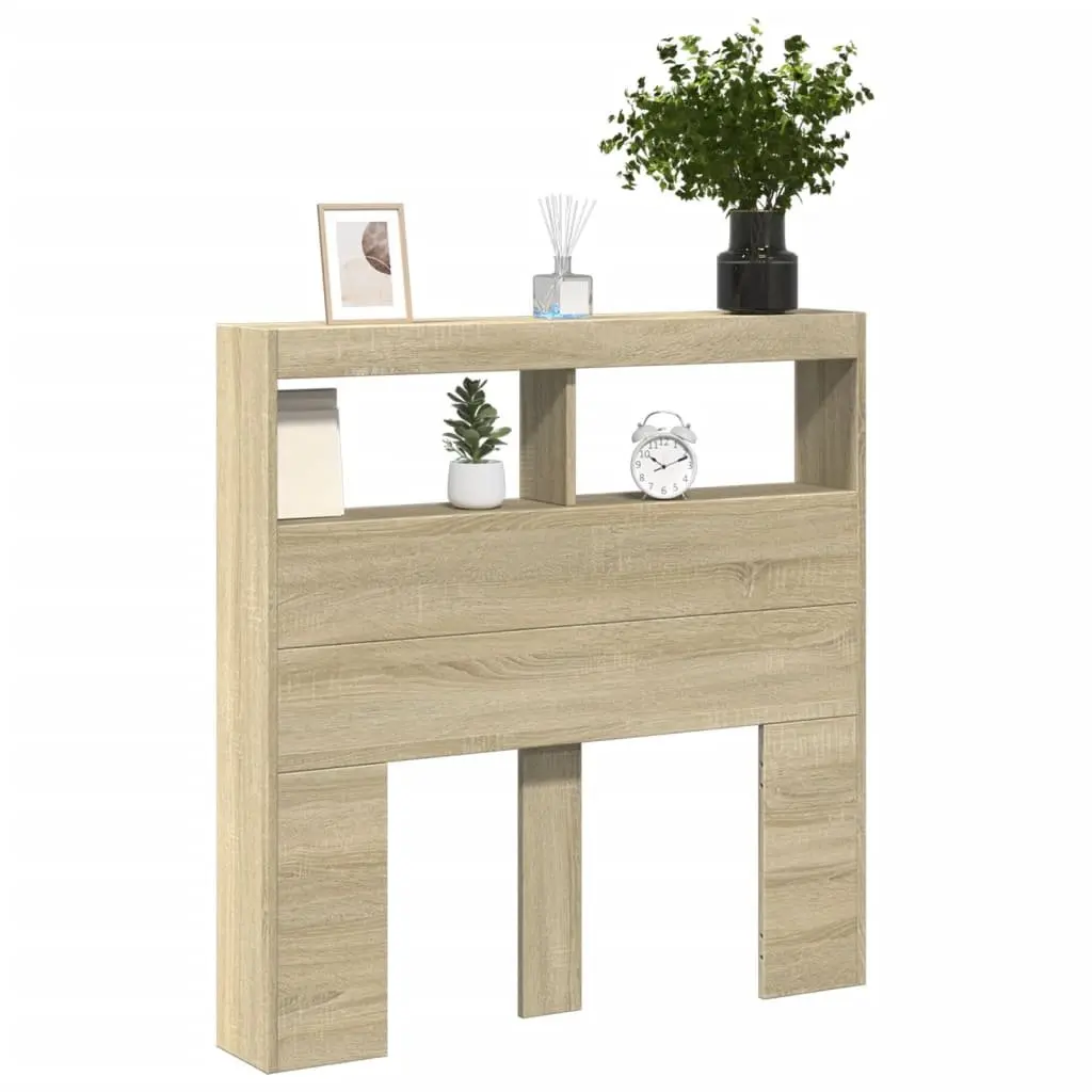 Headboard Cabinet with RGB LED Lights Brown 100 cm Storage Bedroom Furniture