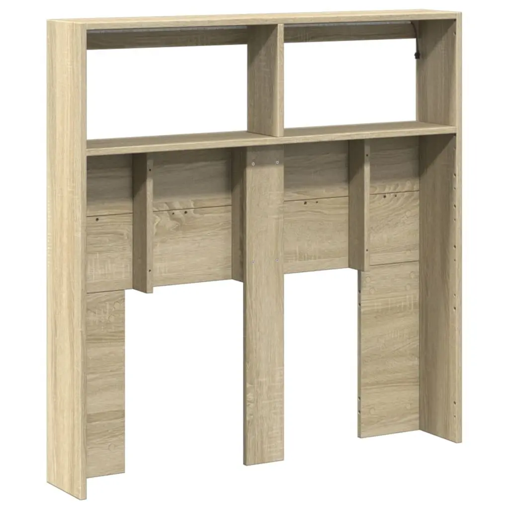 Headboard Cabinet with RGB LED Lights Brown 100 cm Storage Bedroom Furniture
