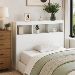 120cm White Headboard Cabinet with RGB LED Lights