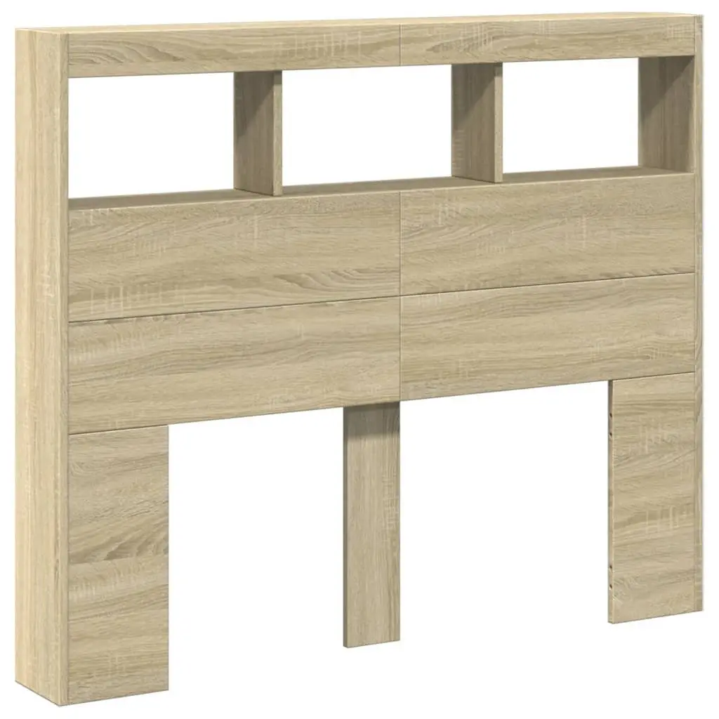 Headboard Cabinet Engineered Wood 120 cm Brown with RGB LED Lights