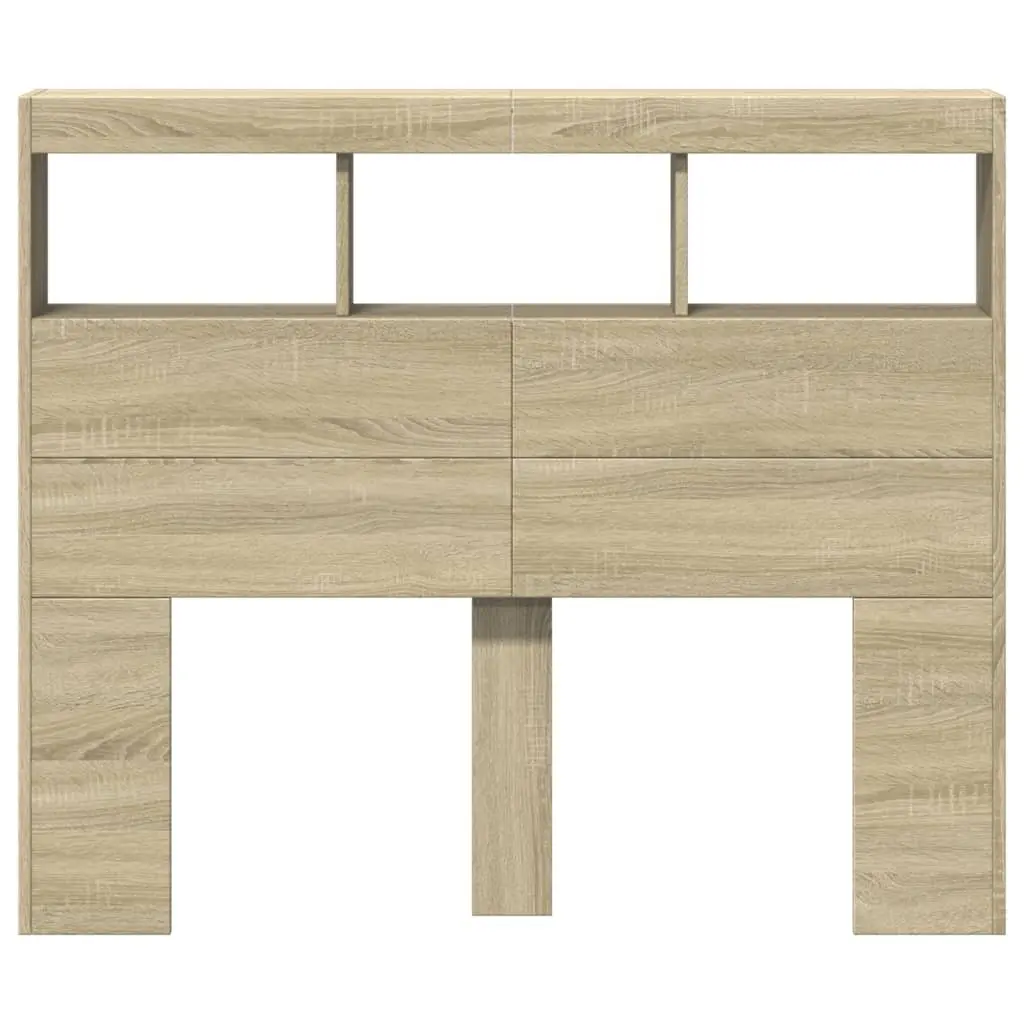 Headboard Cabinet Engineered Wood 120 cm Brown with RGB LED Lights