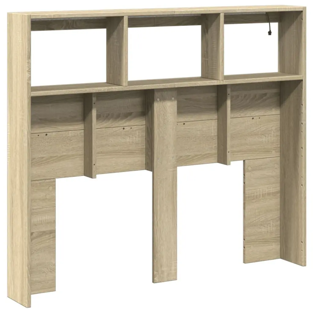 Headboard Cabinet Engineered Wood 120 cm Brown with RGB LED Lights