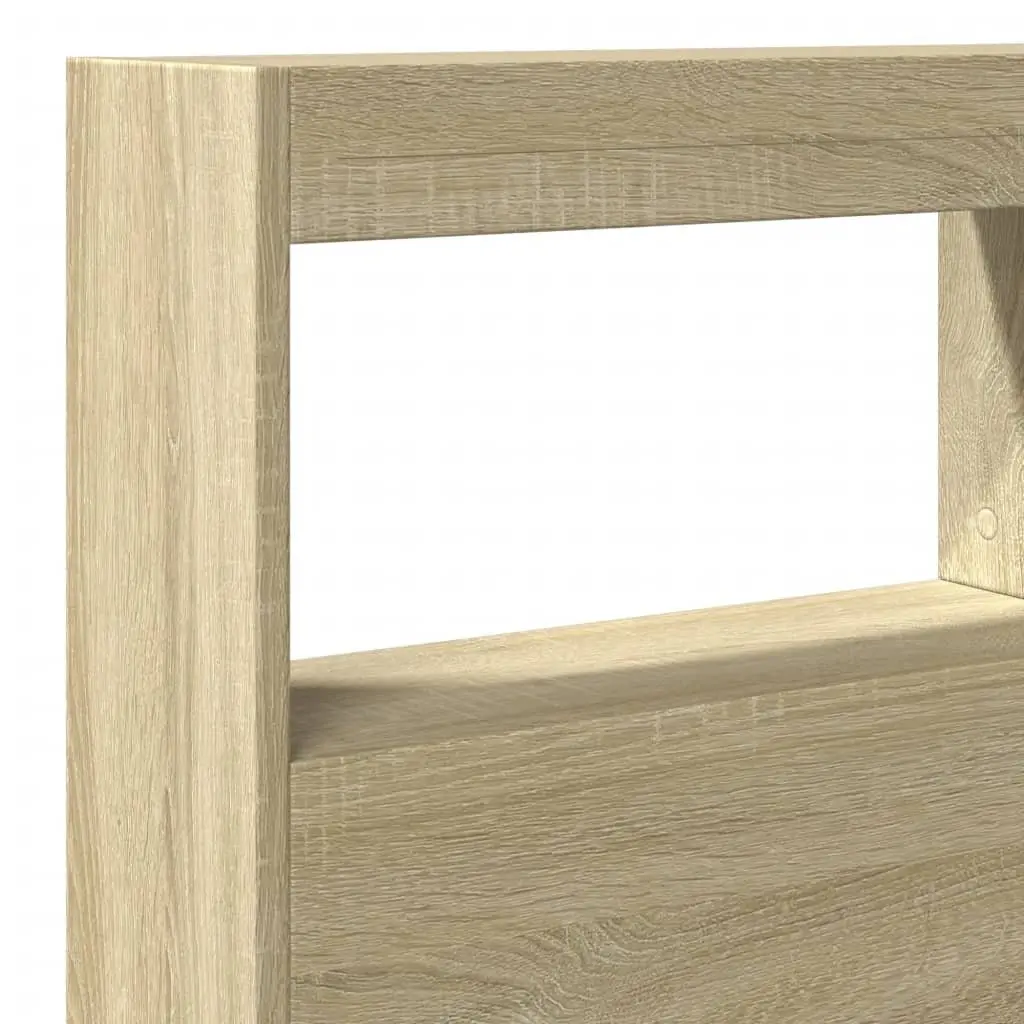 Sonoma Oak Headboard Cabinet 140cm Storage RGB LED Lights Engineered Wood Bedroom Furnishing