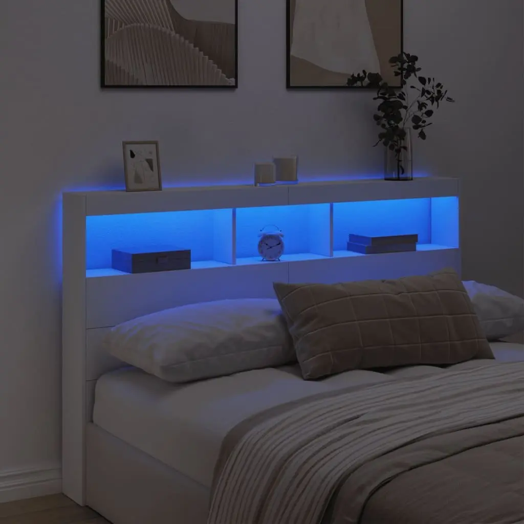 Headboard Cabinet with LED Lighting for Bedrooms