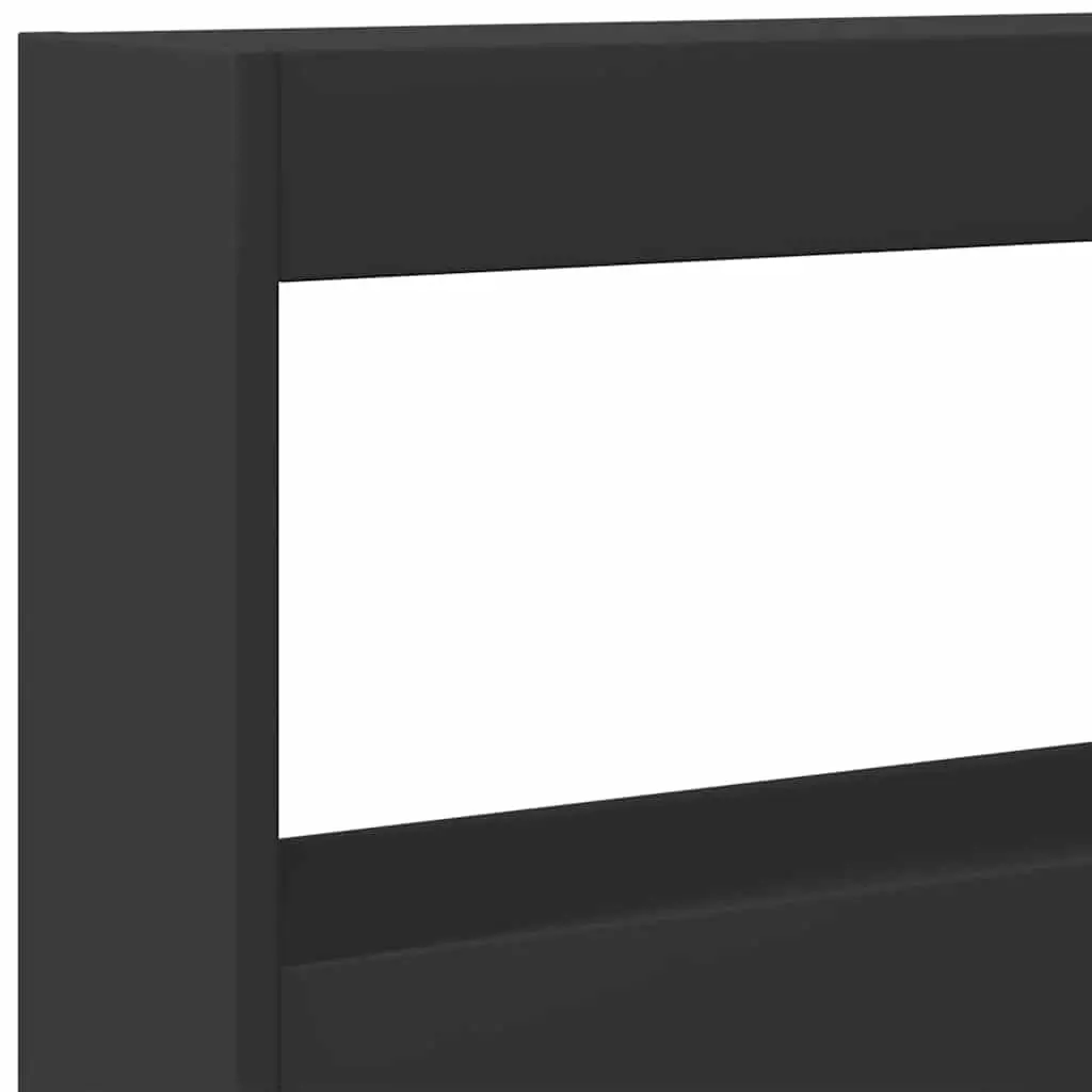 Bedside Headboard Cabinet Storage Engineered Wood Black with RGB LED Lighting 160x17x102cm