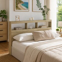 Practical Headboard Cabinet with RGB LED Lights for Storage