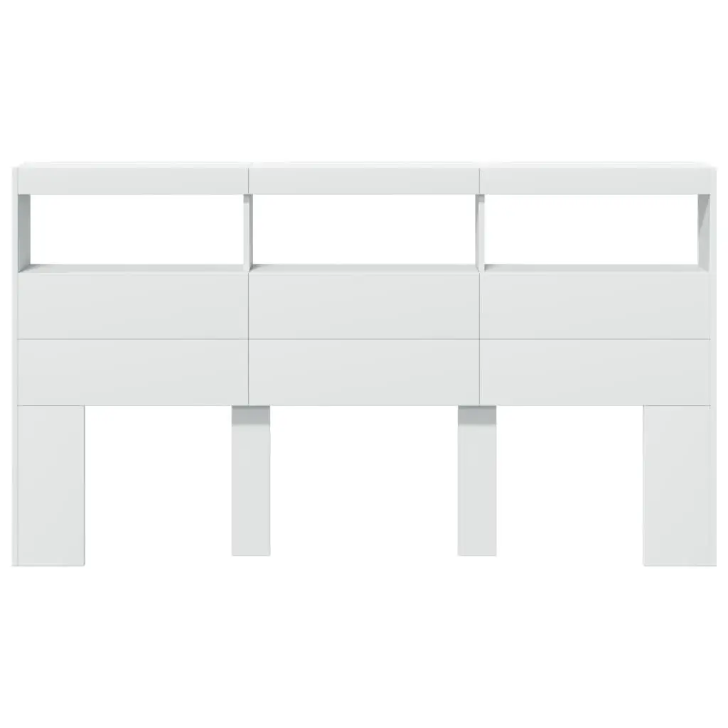 Headboard Cabinet with RGB LED Lights for Storage