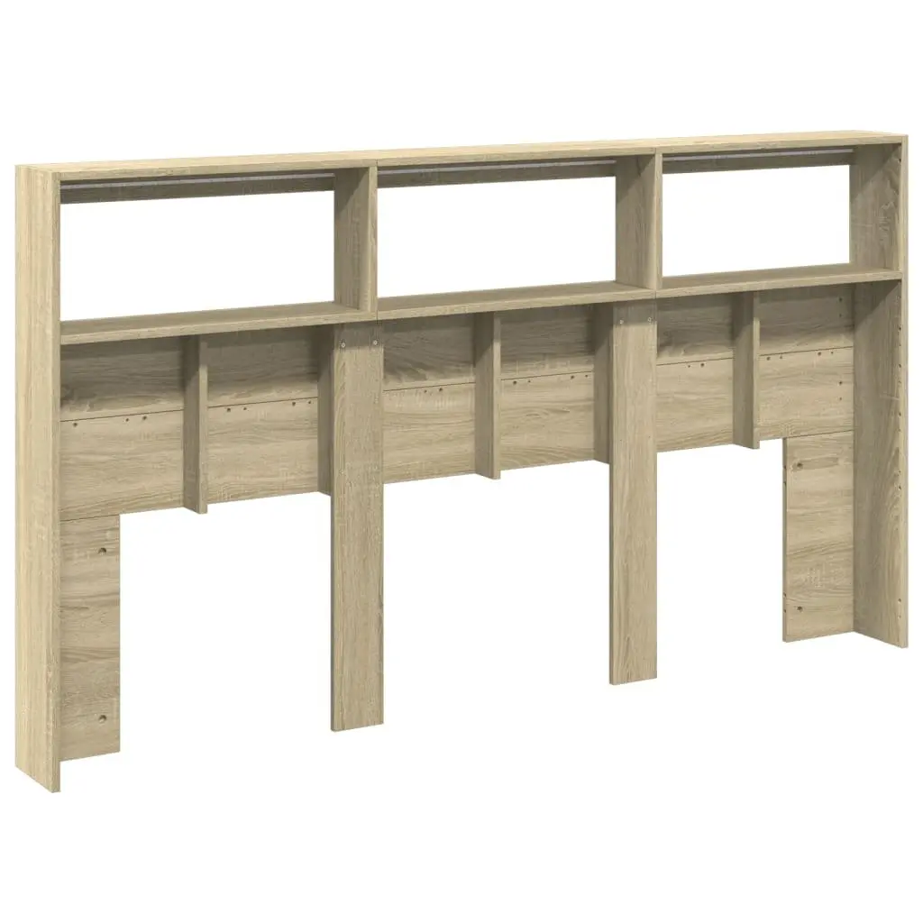 Headboard Cabinet with RGB LED Lights Brown Engineered Wood Bedroom Storage