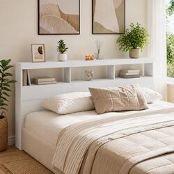 Functional Headboard Cabinet with Integrated LED Lighting