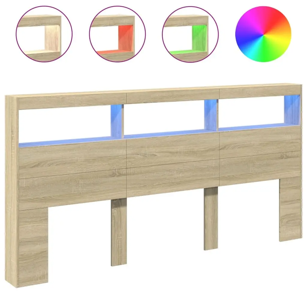 Headboard Cabinet with LED Lights for Real Use