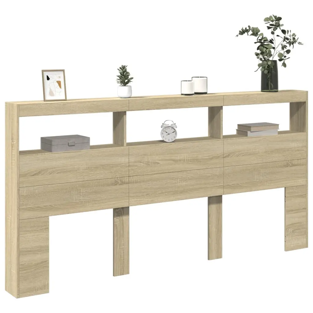Headboard Cabinet with LED Lights for Real Use
