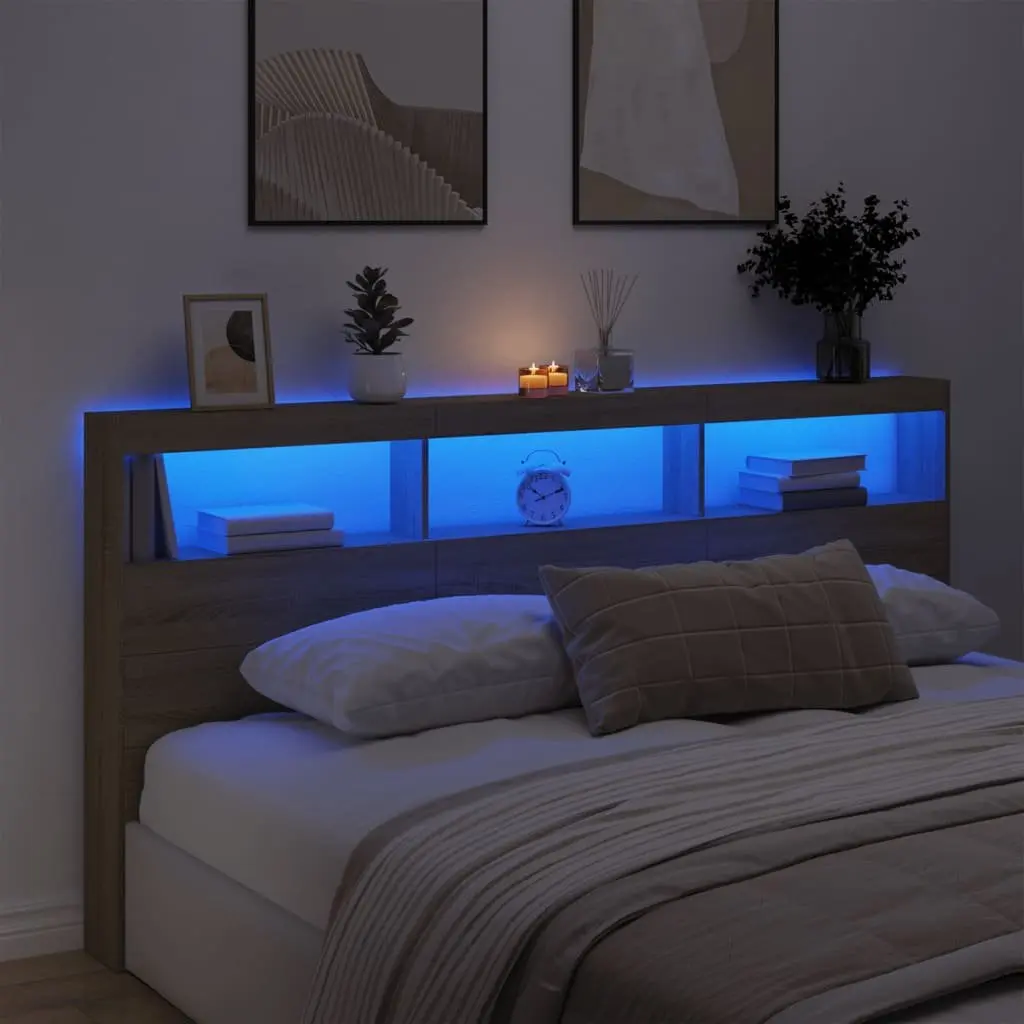 Headboard Cabinet with LED Lights for Real Use