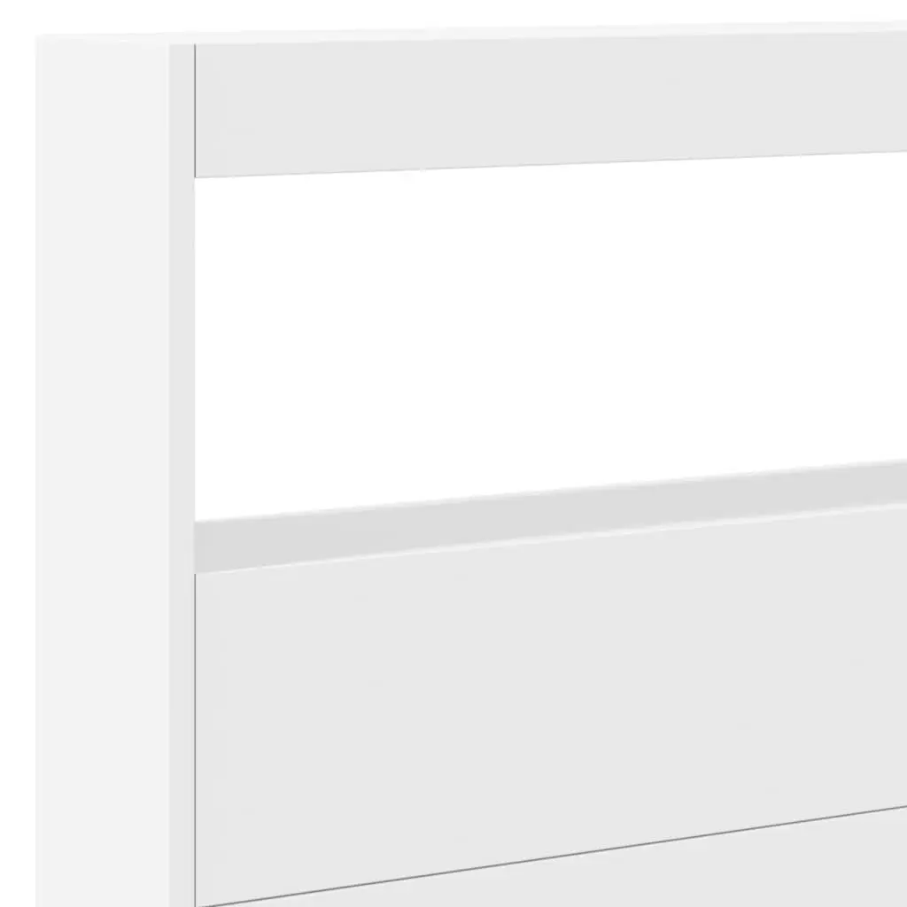 White LED Headboard Cabinet Bedroom Storage 220x17x102cm Modern Design Backrest