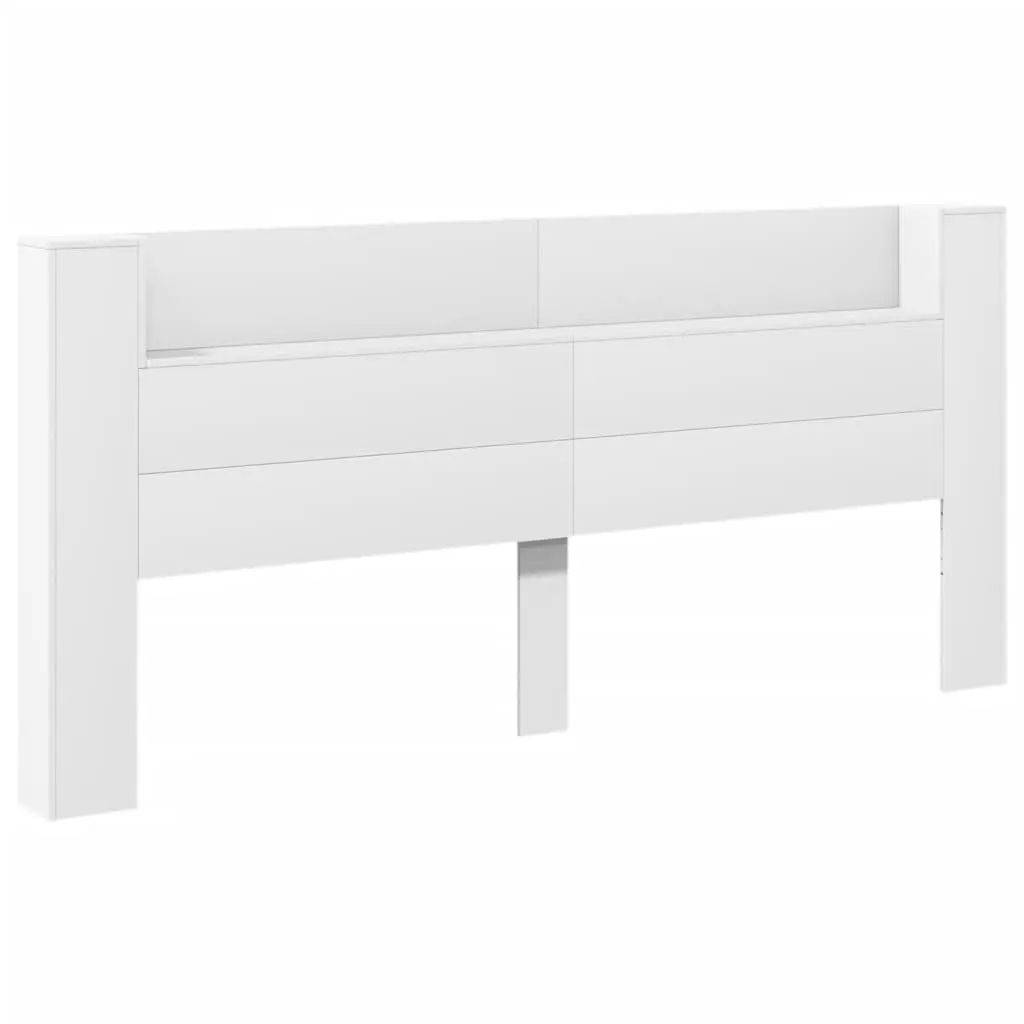 Headboard Cabinet Engineered Wood 220cm White with RGB LED Lights
