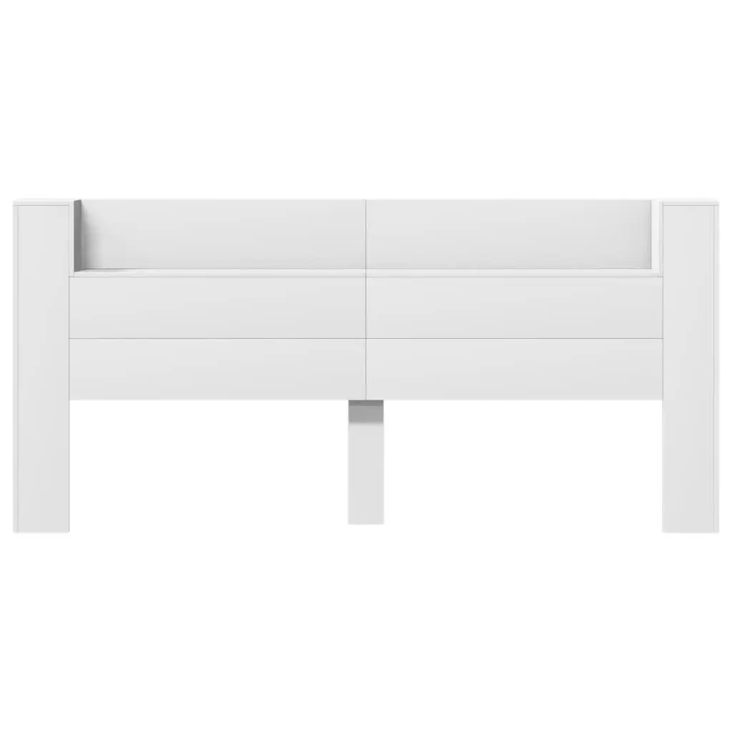 Headboard Cabinet Engineered Wood 220cm White with RGB LED Lights