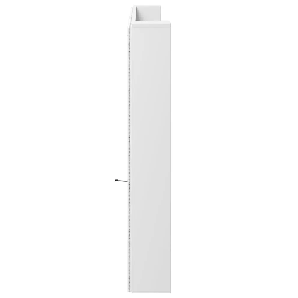 Headboard Cabinet Engineered Wood 220cm White with RGB LED Lights