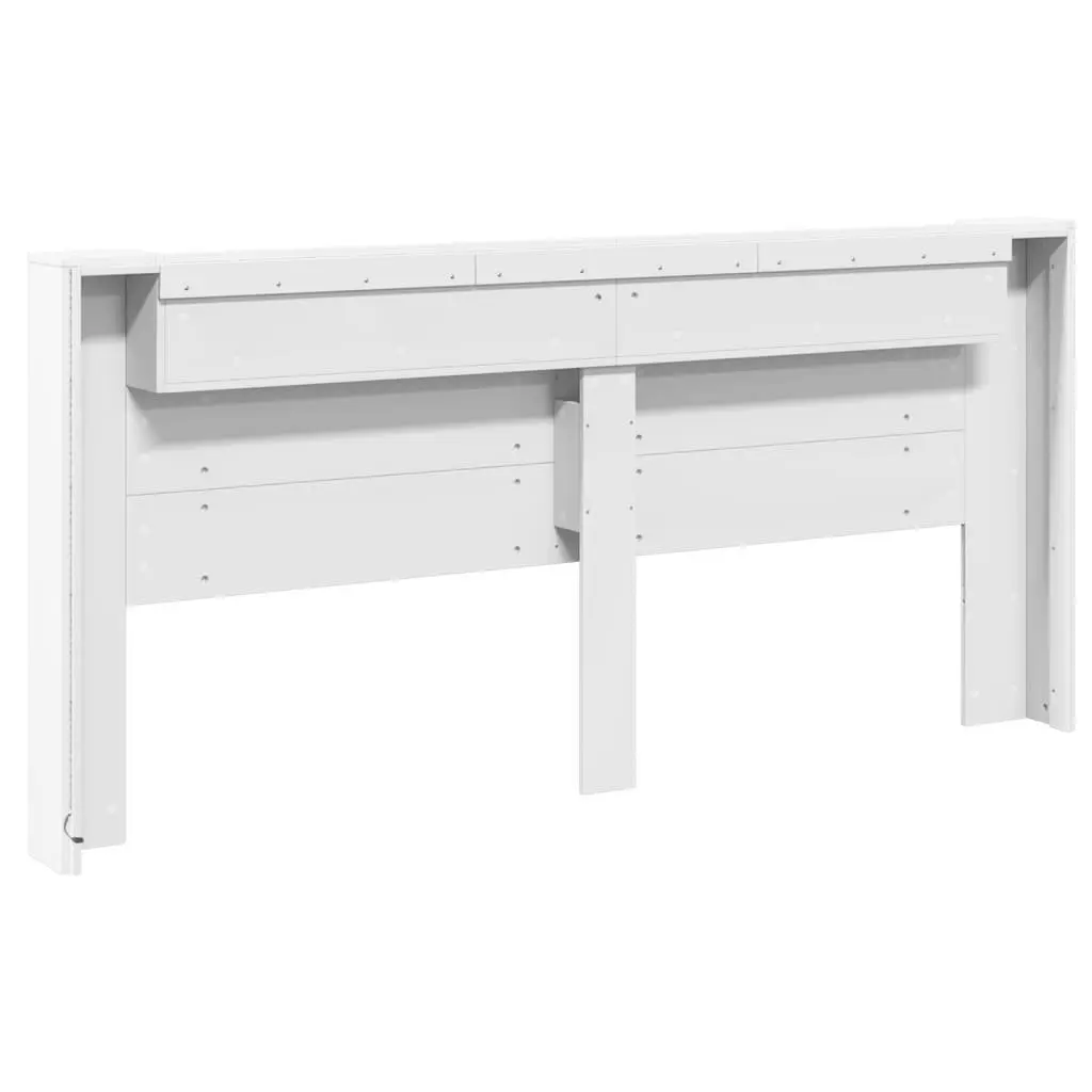 Headboard Cabinet Engineered Wood 220cm White with RGB LED Lights