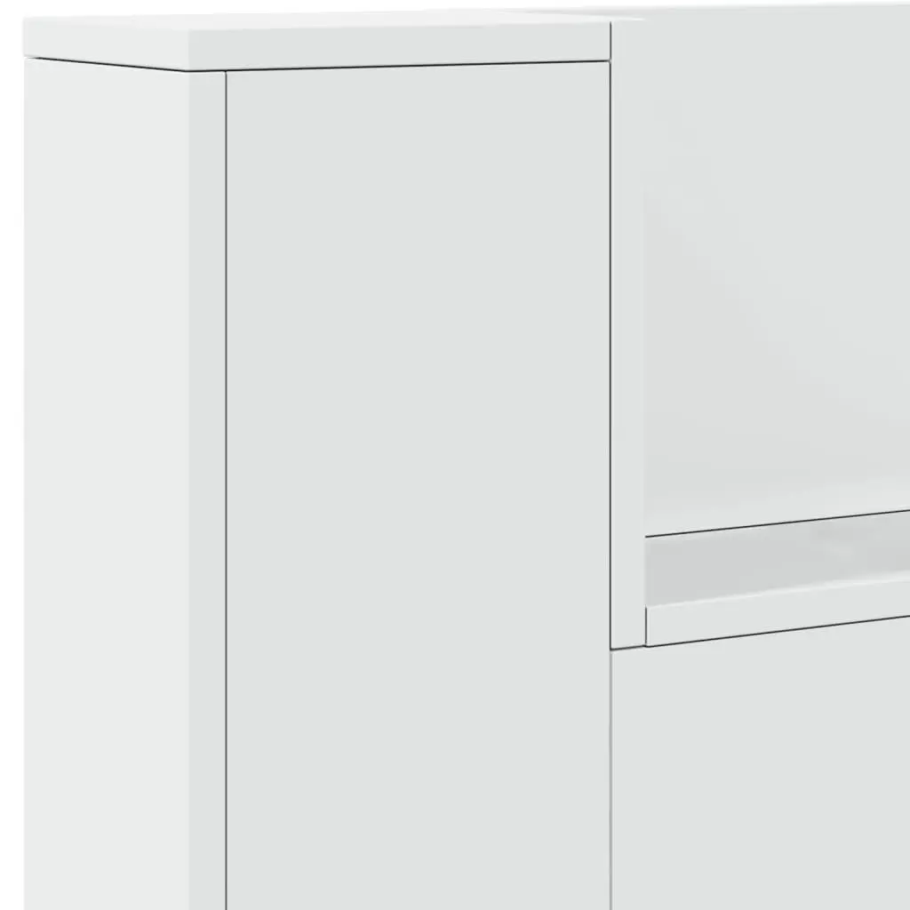 Headboard Cabinet Engineered Wood 220cm White with RGB LED Lights